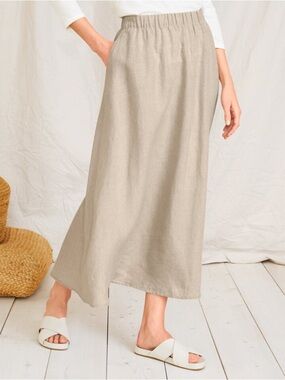 Eileen Fisher Organic Linen Gathered Skirt NEW $158